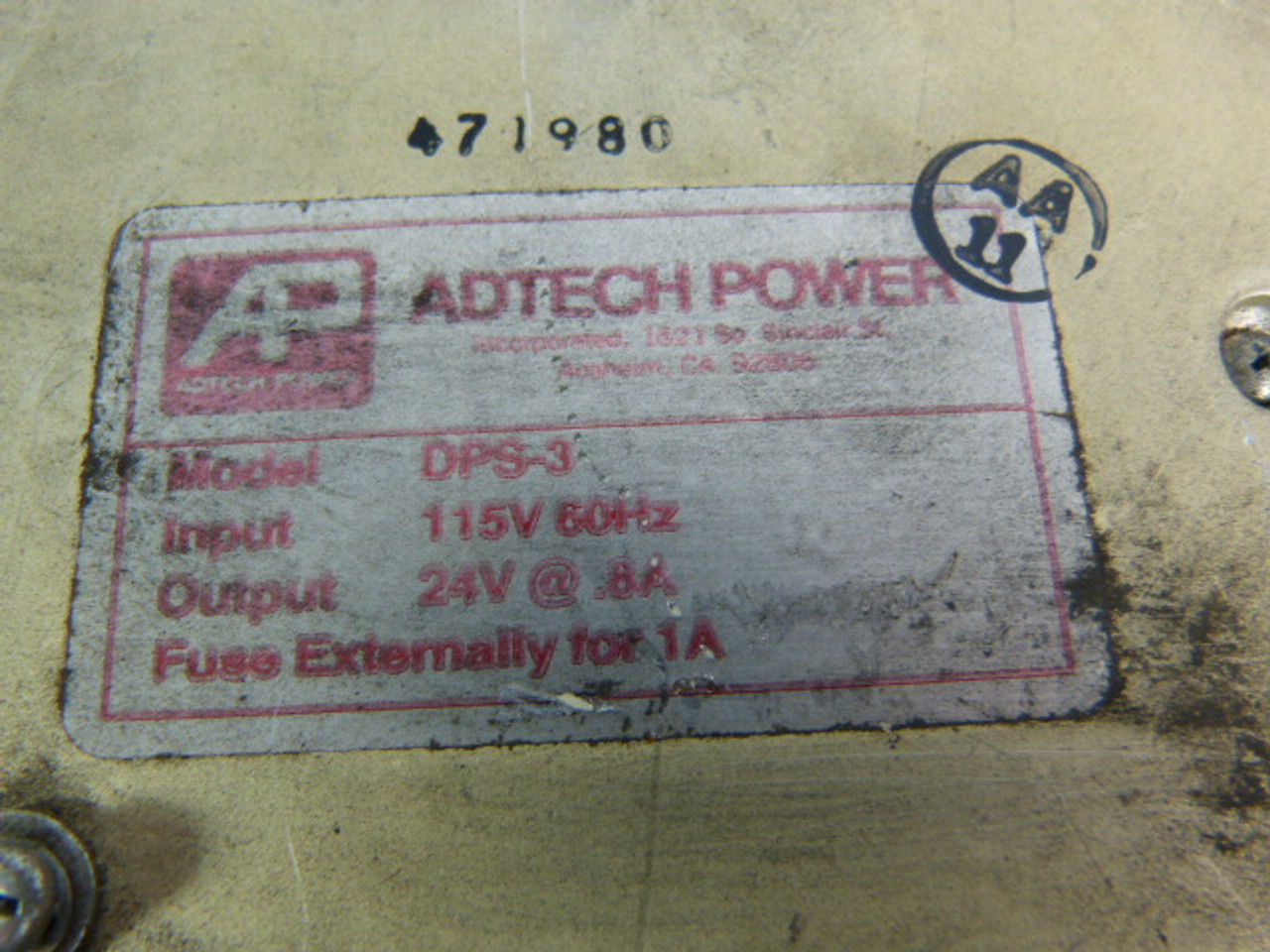 Adtech Power DPS-3 Power Supply Input 115V 60Hz 24V .8A USED