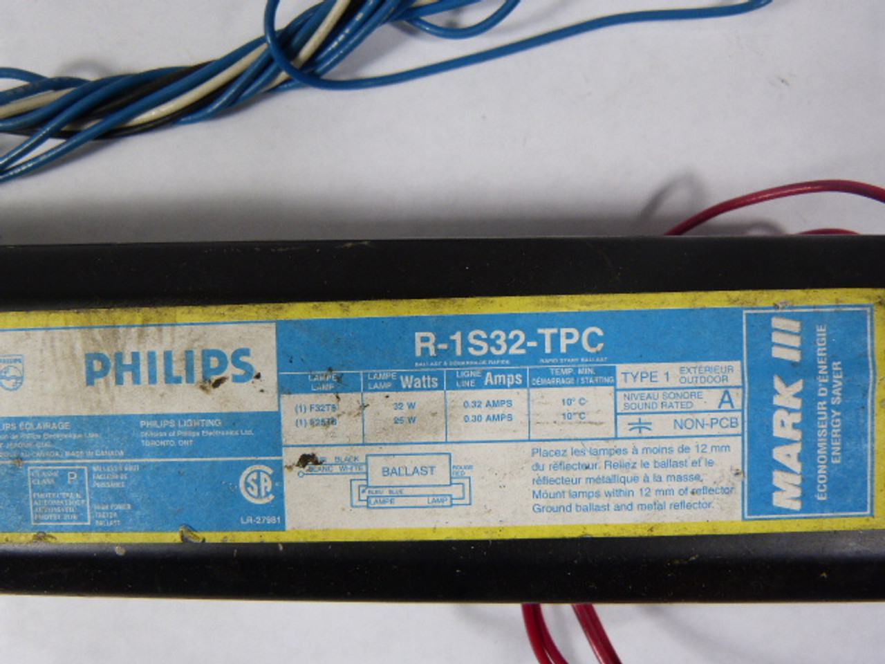 Philips R-1S32-TPC Electromagnetic Ballast 120V USED