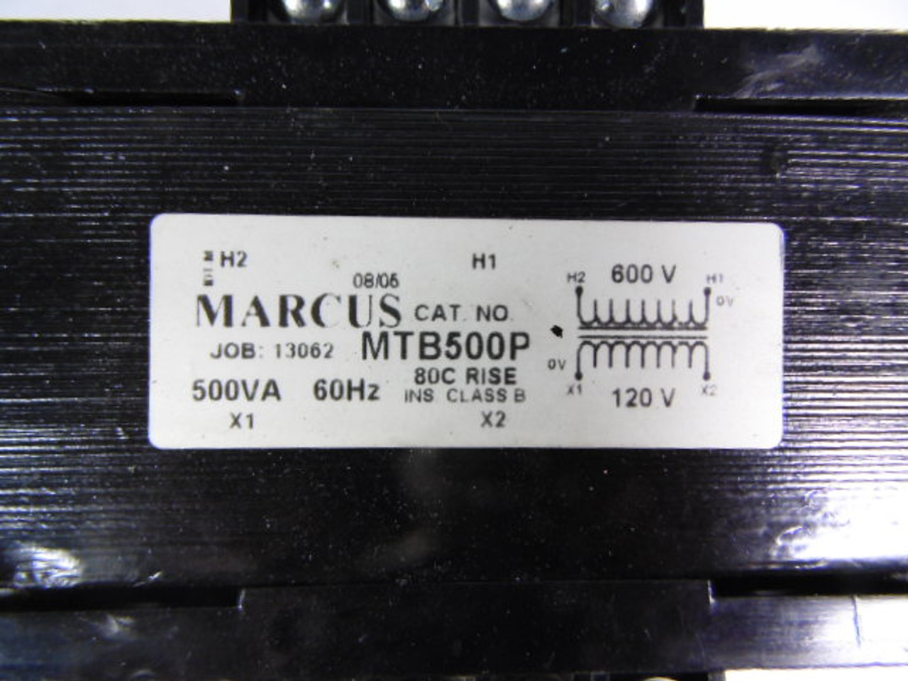 Marcus MTB500P Transformer Single Phase 500 VA 600 V 60 HZ USED
