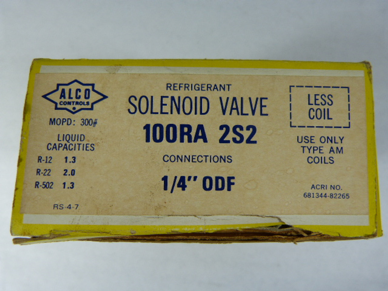 Alco 100RA-2S2 Solenoid Valve 1/4" ODF ! NEW !