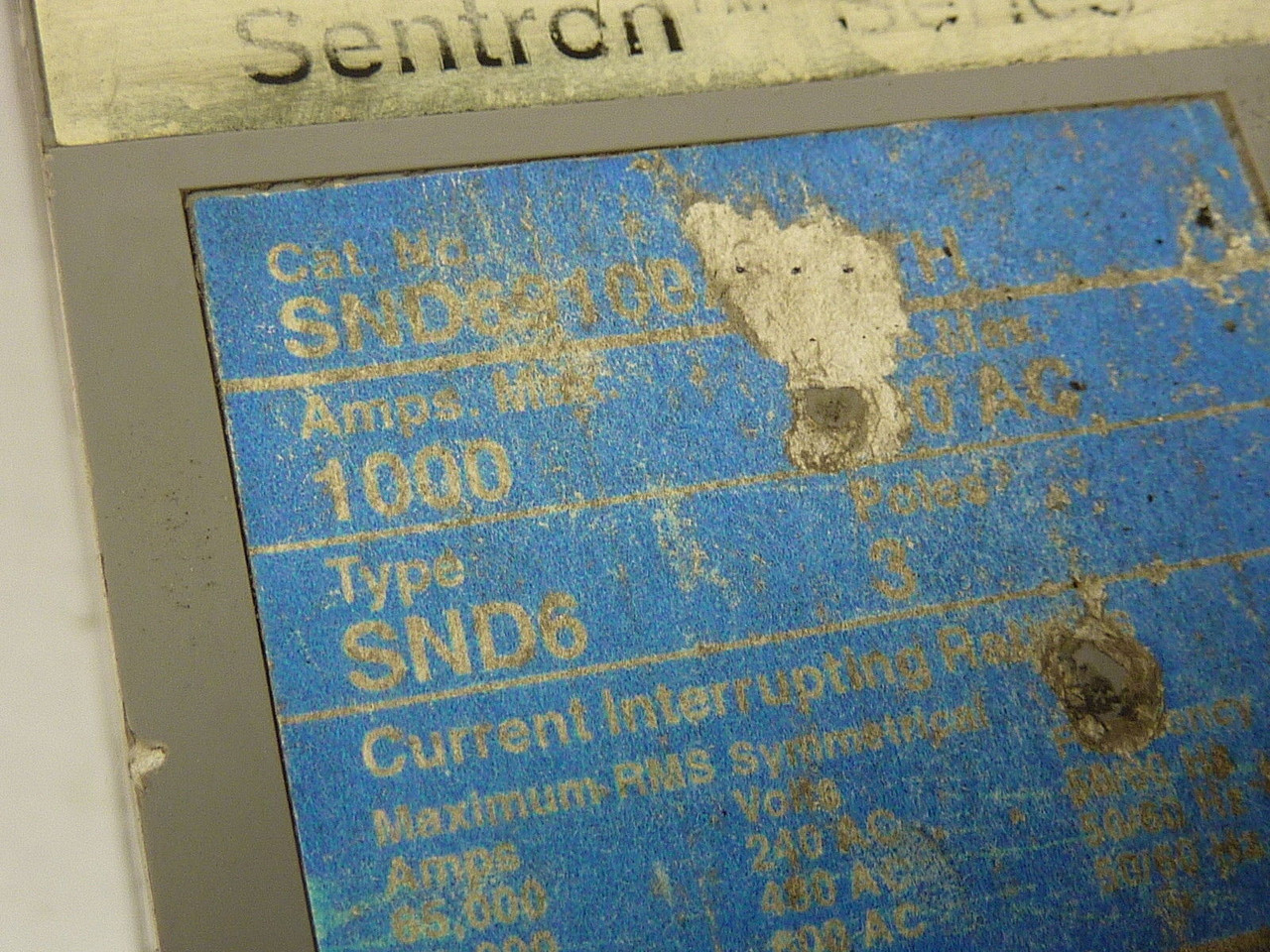 Siemens SND69100ANGTH Circuit Breaker 3p 1000A 600V USED