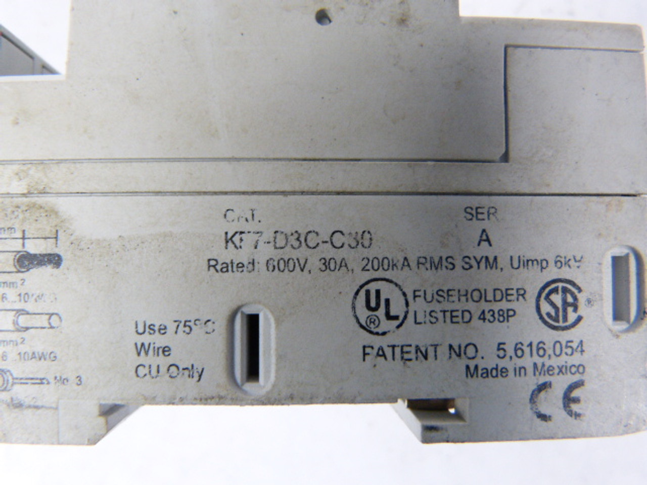 Sprecher + Schuh KF7-D3C-C30 Fuse Holder 30A 600V 3-Pole Type CC USED