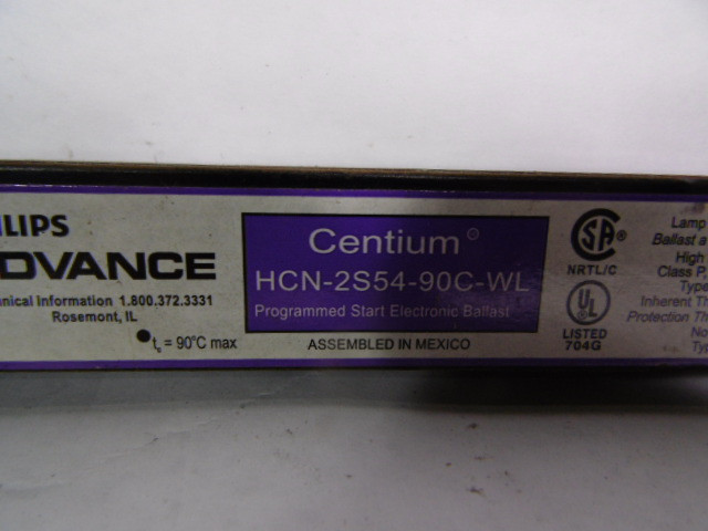 Philips HCN-2S54-90C-WL Programmed Start Electronic Ballast 347-480V USED