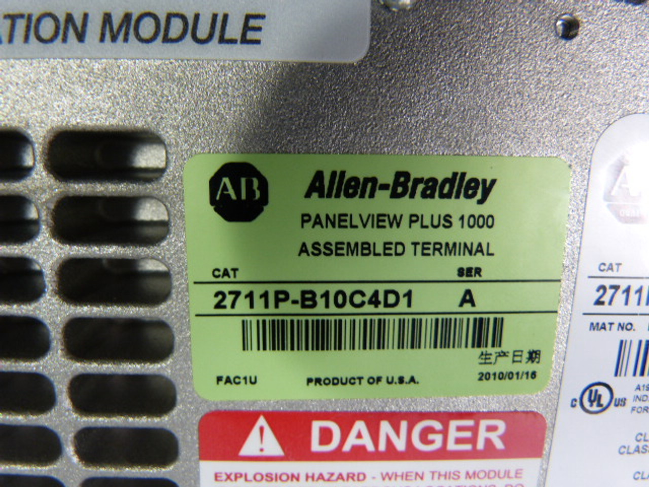 Allen-Bradley 2711P-B10C4D1 Keypad/Touch Operator Interface Panel 10.4" USED