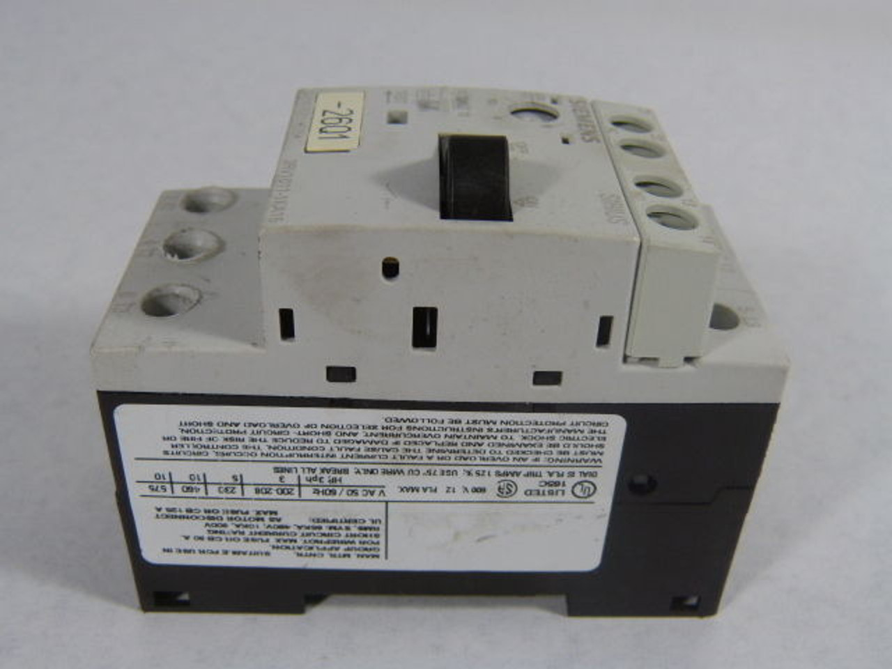 Siemens 3RV1-011-1KA15 Circuit Breaker Class 10 9-12A 3P 1NO/NC USED