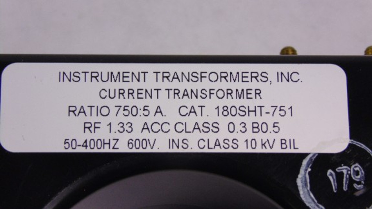 Crompton 180SHT-751 Current Transformer Ratio 750:5A 50-400Hz 600V ! NOP !