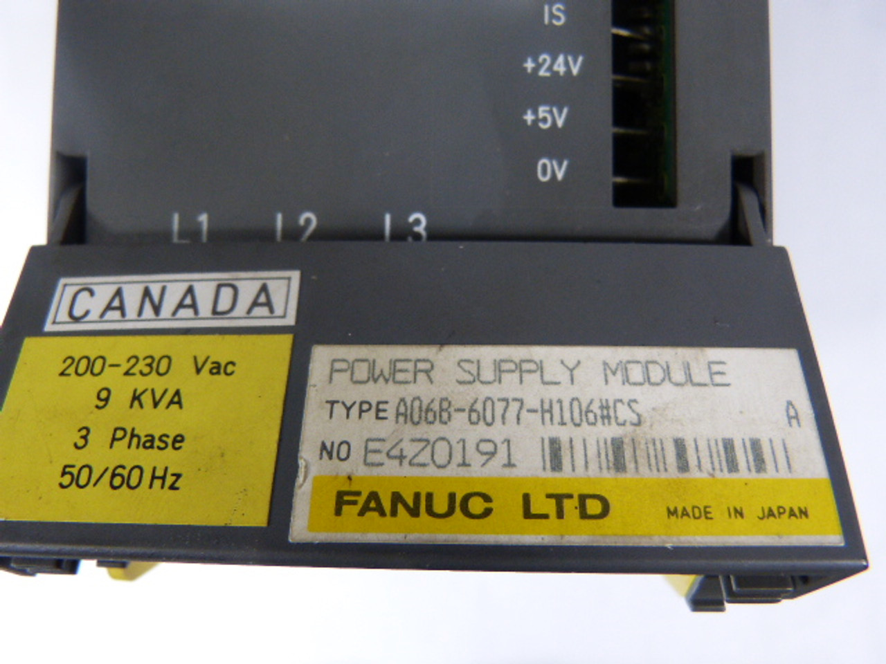 Fanuc A06B-6077-H106 Power Supply 26 Amp 200 Vac 283-325 VDC 6.8 KW Out USED