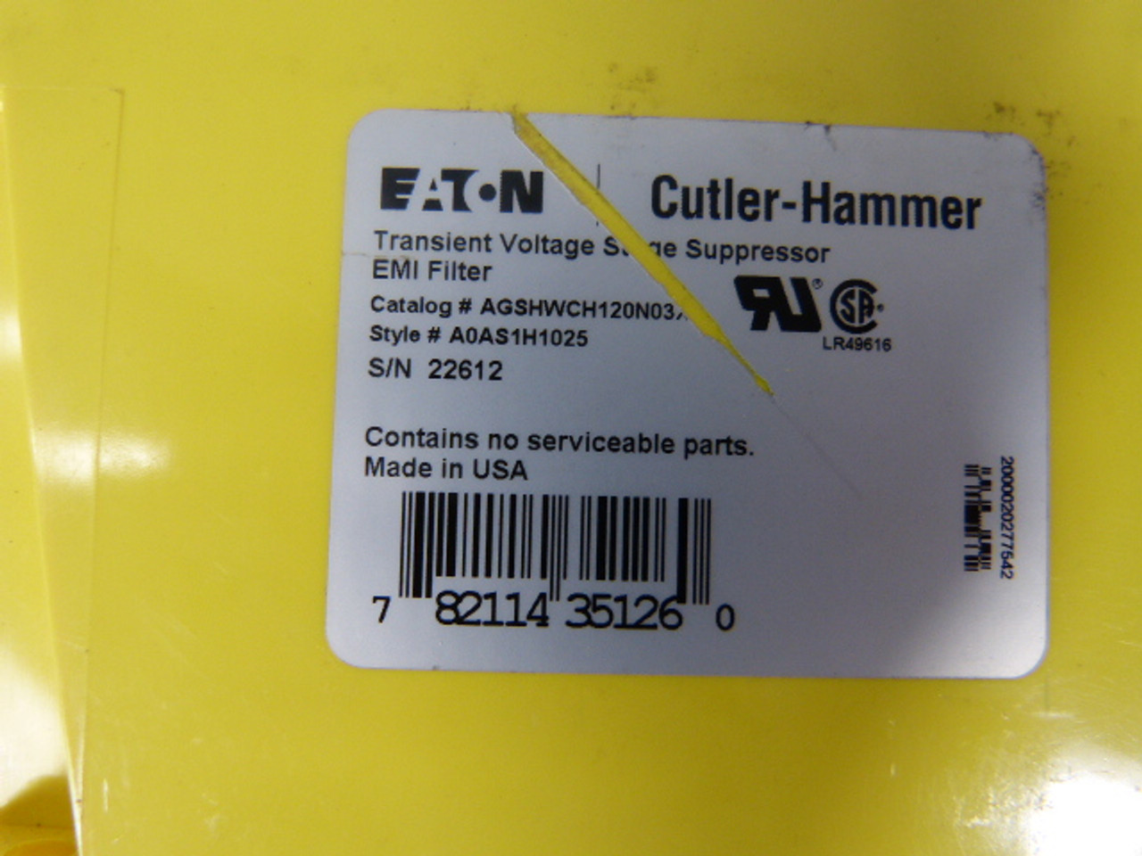 Cutler-Hammer AGSHWCH120N03XS Transient Voltage Suppressor DIN Mount USED