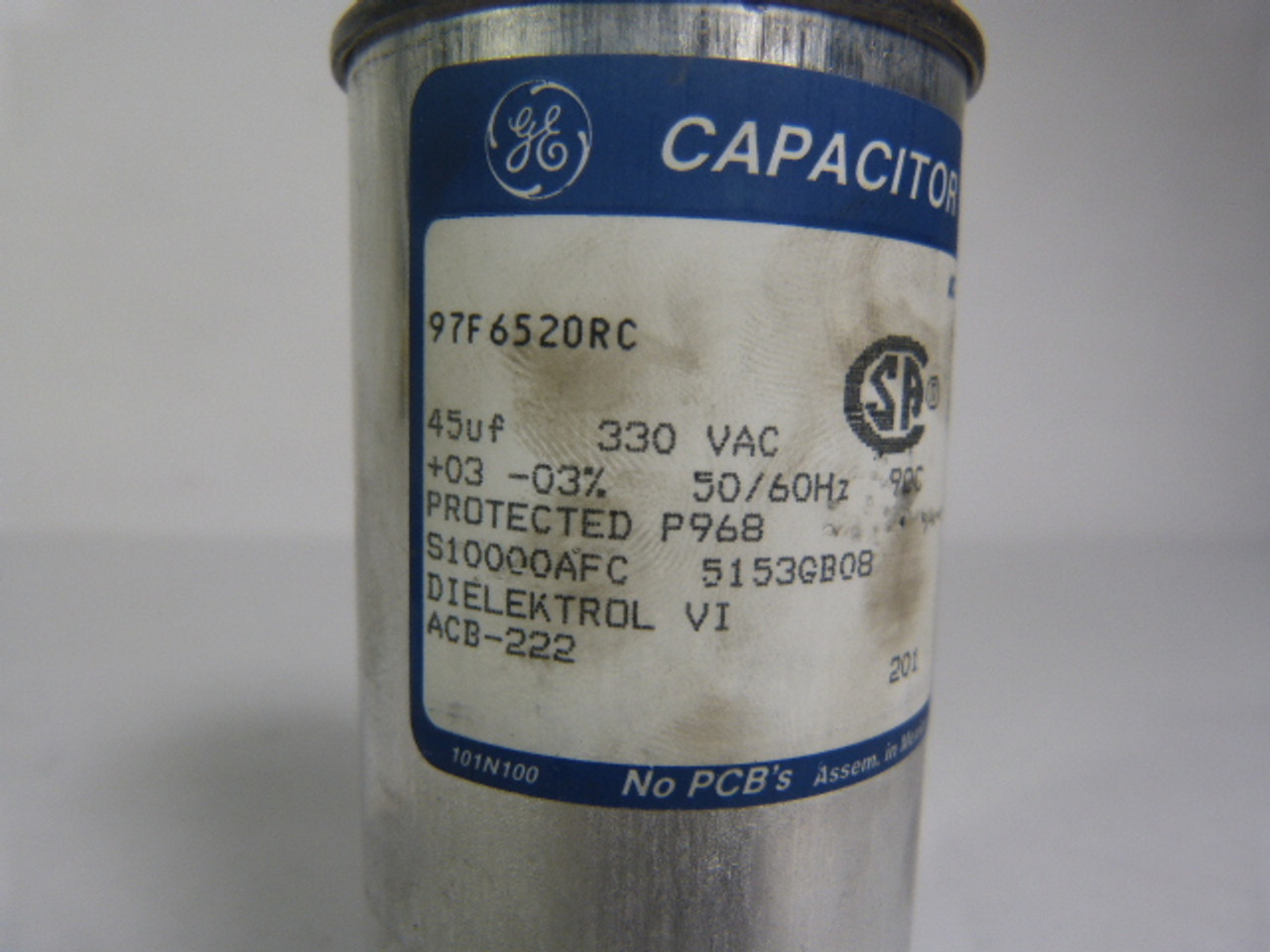 General Electric 97F6520RC Capacitor 45UF 300V AC 50/60Hz USED