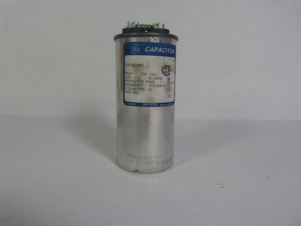 General Electric 97F6520RC Capacitor 45UF 300V AC 50/60Hz USED