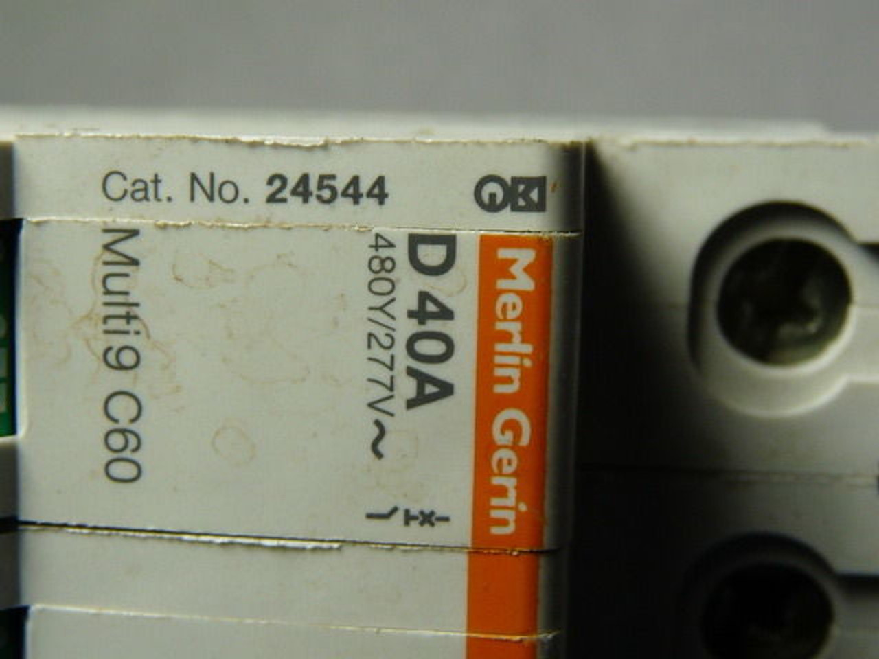 Merlin Gerin MG24544 C60-D40A Supplementary Protector 3-Pole 40A 480Y/277V USED