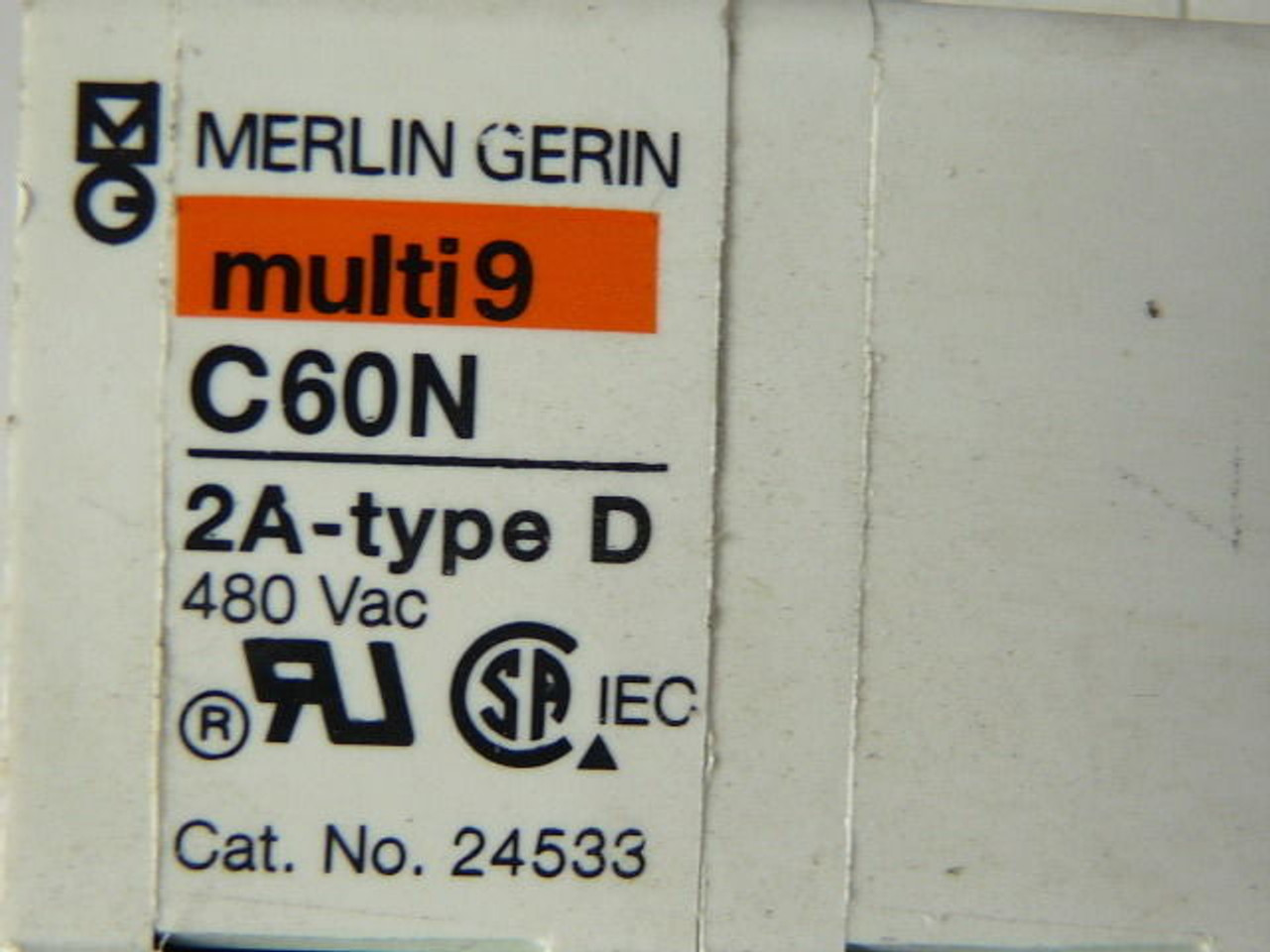 Merlin Gerin MG24533 Type D Supplementary Protector 3-Pole 2A 480Y/277V USED