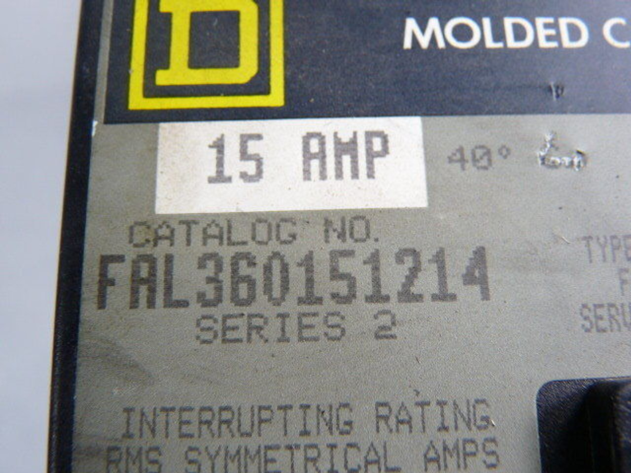 Square D FAL360151214 Circuit Breaker 3-Pole 15A 600VAC USED