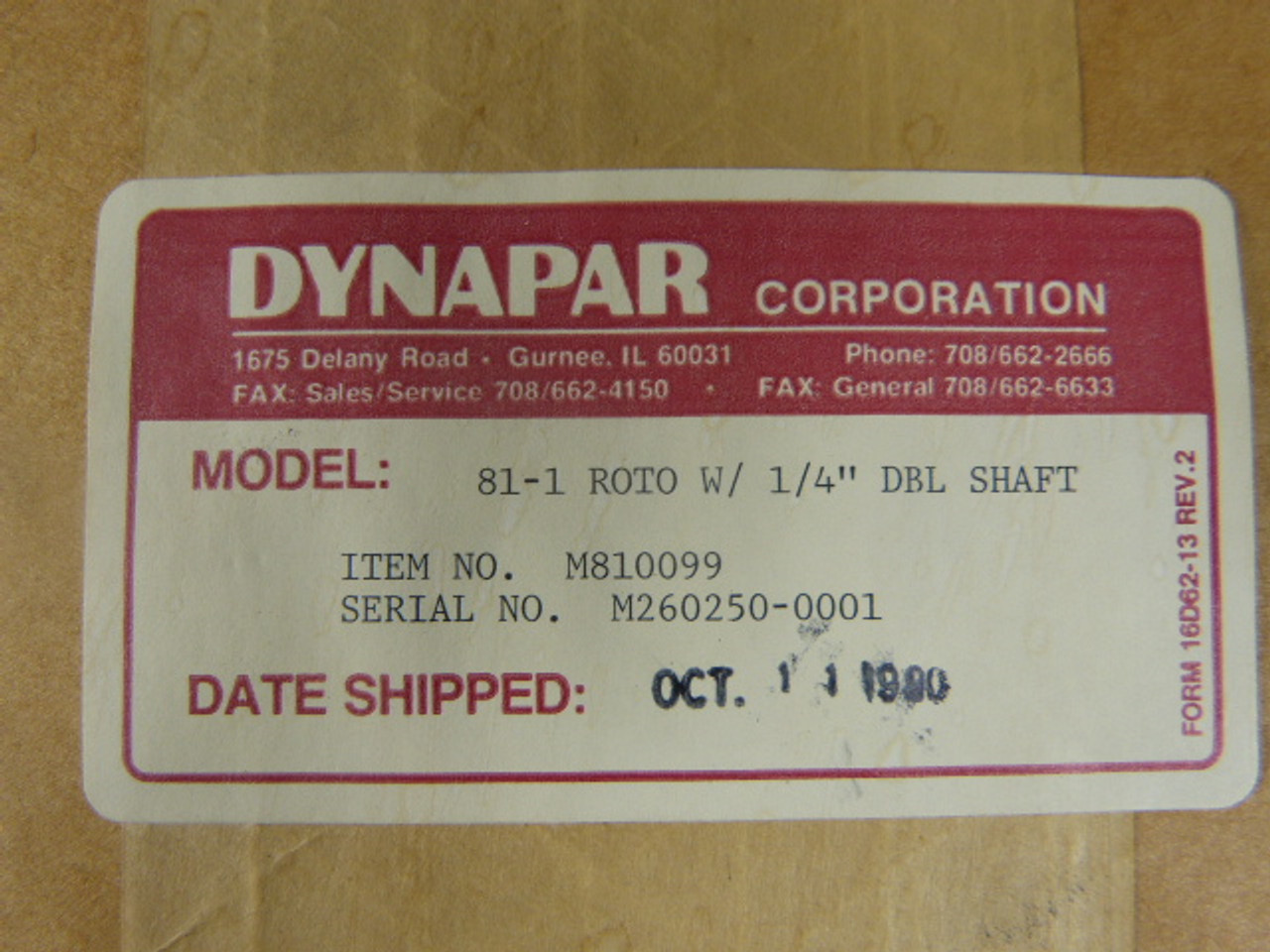 Dynapar 81-1 Rotopulser Rotary Transducer 1/4" ! NEW !