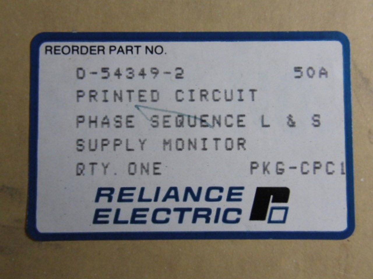 Reliance Electric 0-54349-2 Phase Sequencer L&S Supply Monitor ! NEW !