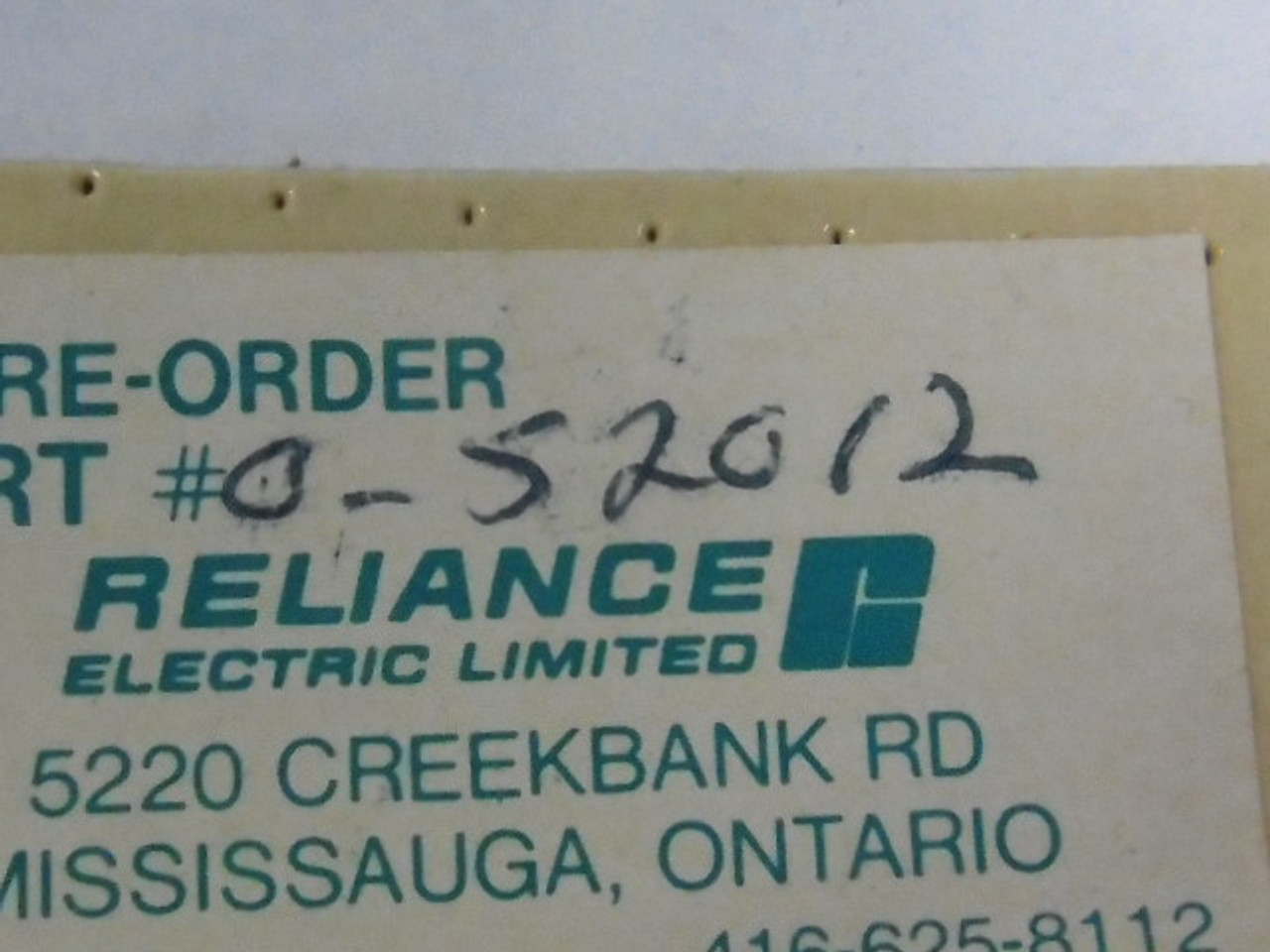 Reliance Electric 0-52012 Driver Gate ! NEW !