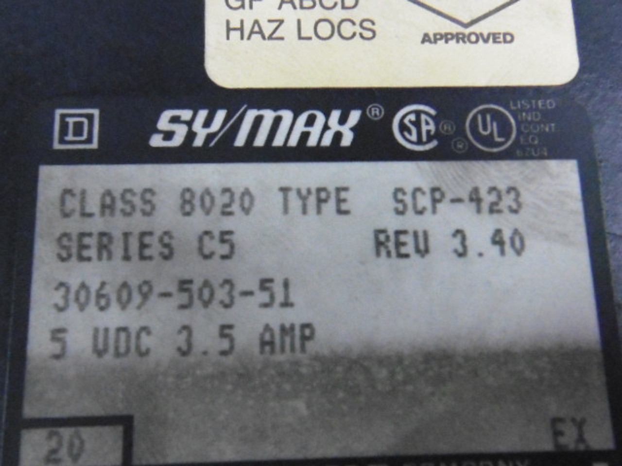 Square D 8020-SCP-423 Sy/Max Module 5VDC 3.5A *No Key* *COSMETIC DAMAGE* USED