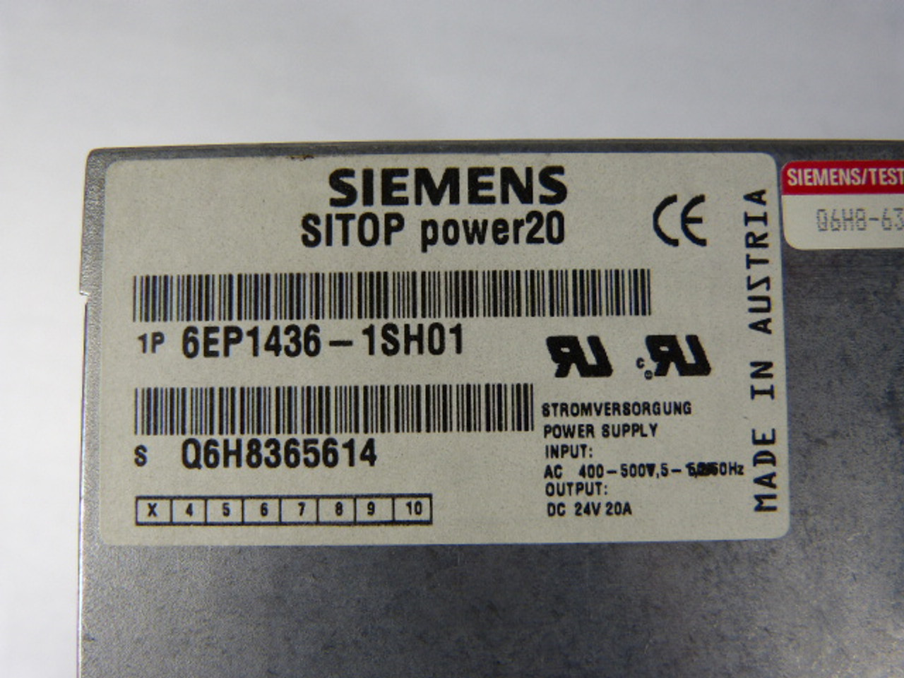 Siemens 6EP1-436-1SH01 Power Supply 20amp 24VDC USED