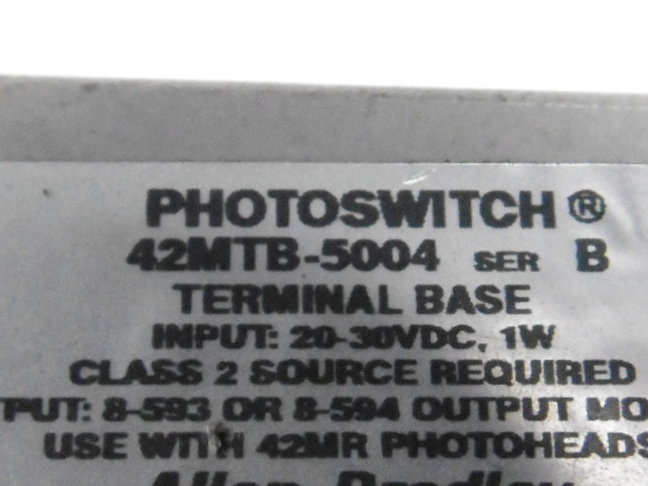Allen-Bradley 42MTB-5004 Photoswitch Terminal Base 20-30VDC 1W COSMETIC DMG USED