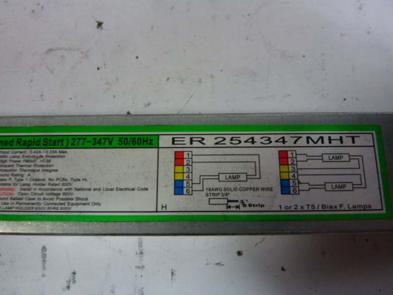 Ultra-Save ER-254347MHT Electronic Ballast 277-347V Rapid Start 50/60HZ USED