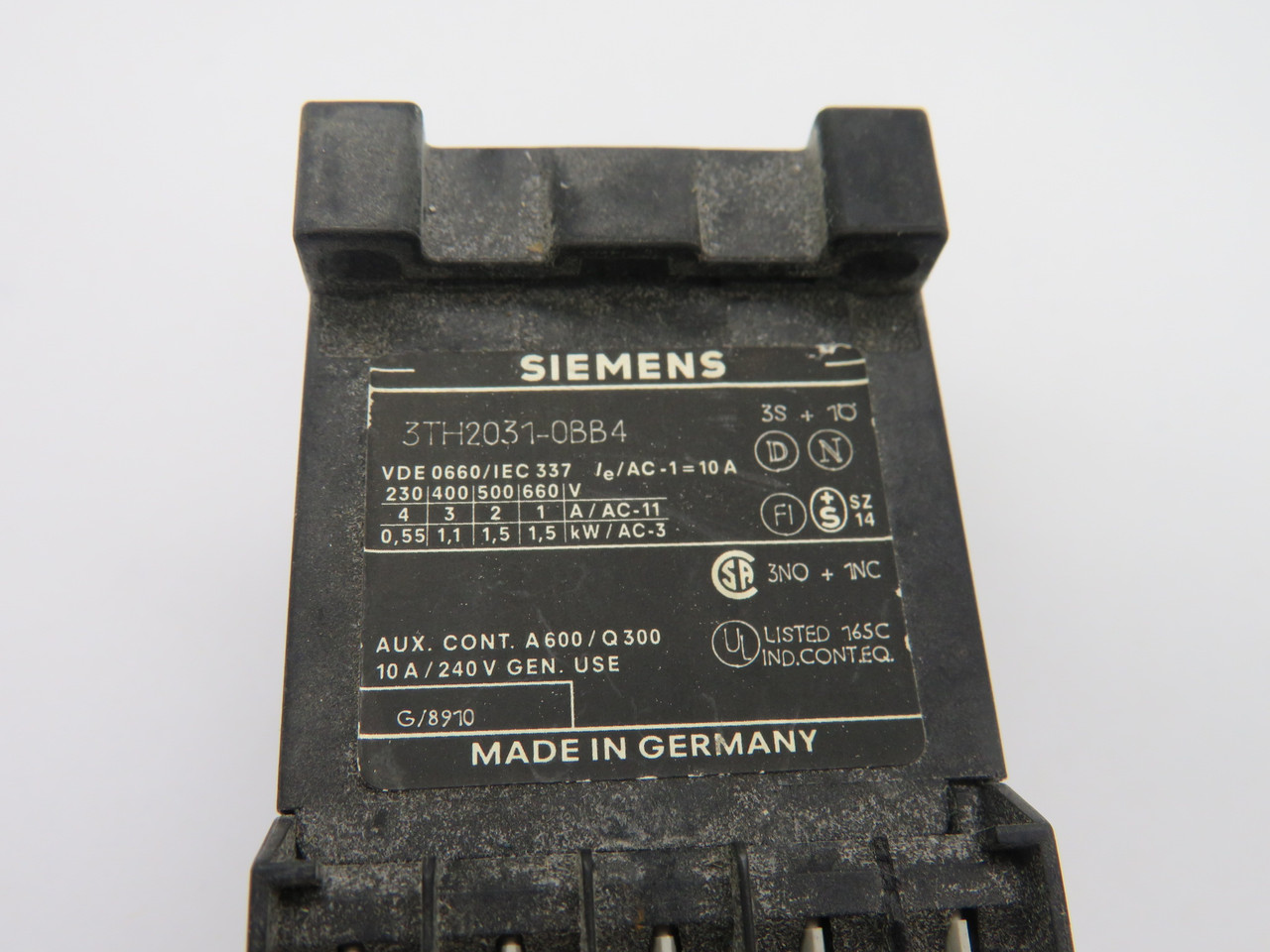 Siemens 3TH2031-0BB4 Control Relay 10Amp 4Pole 240V USED