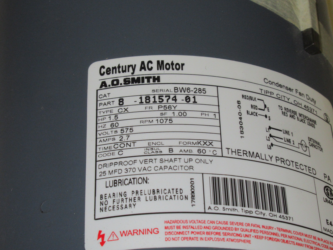 AO Smith 8-18157400 Motor 1.5HP 1075RPM 575V P56Y OAO 60HZ ! NEW !