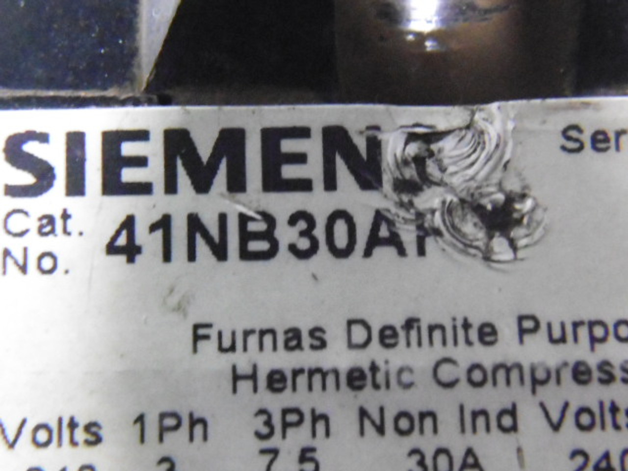 Siemens 41NB30AH Contactor 30A 240/480/600V 3-Pole USED