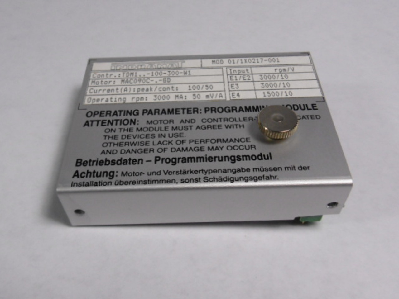 Indramat 01/1X0217-001 Programmable Module 3000RPM 100/50A ! NEW !