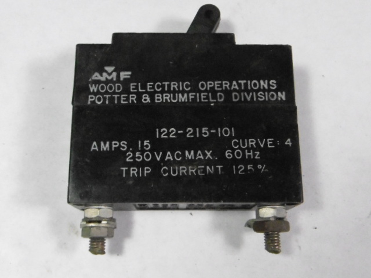 Potter & Brumfield 122-215-101 Circuit Breaker 1-Pole 15A 250V AC 60Hz USED