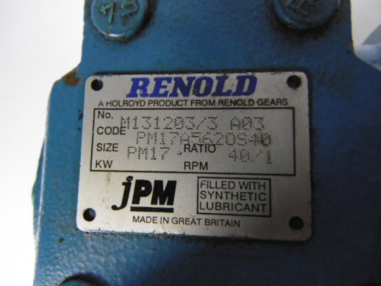 Renold M131203/3-A03-M134436/9-J03 Pm17 Ratio 40/1 with Pm30 Ratio 30/1 USED