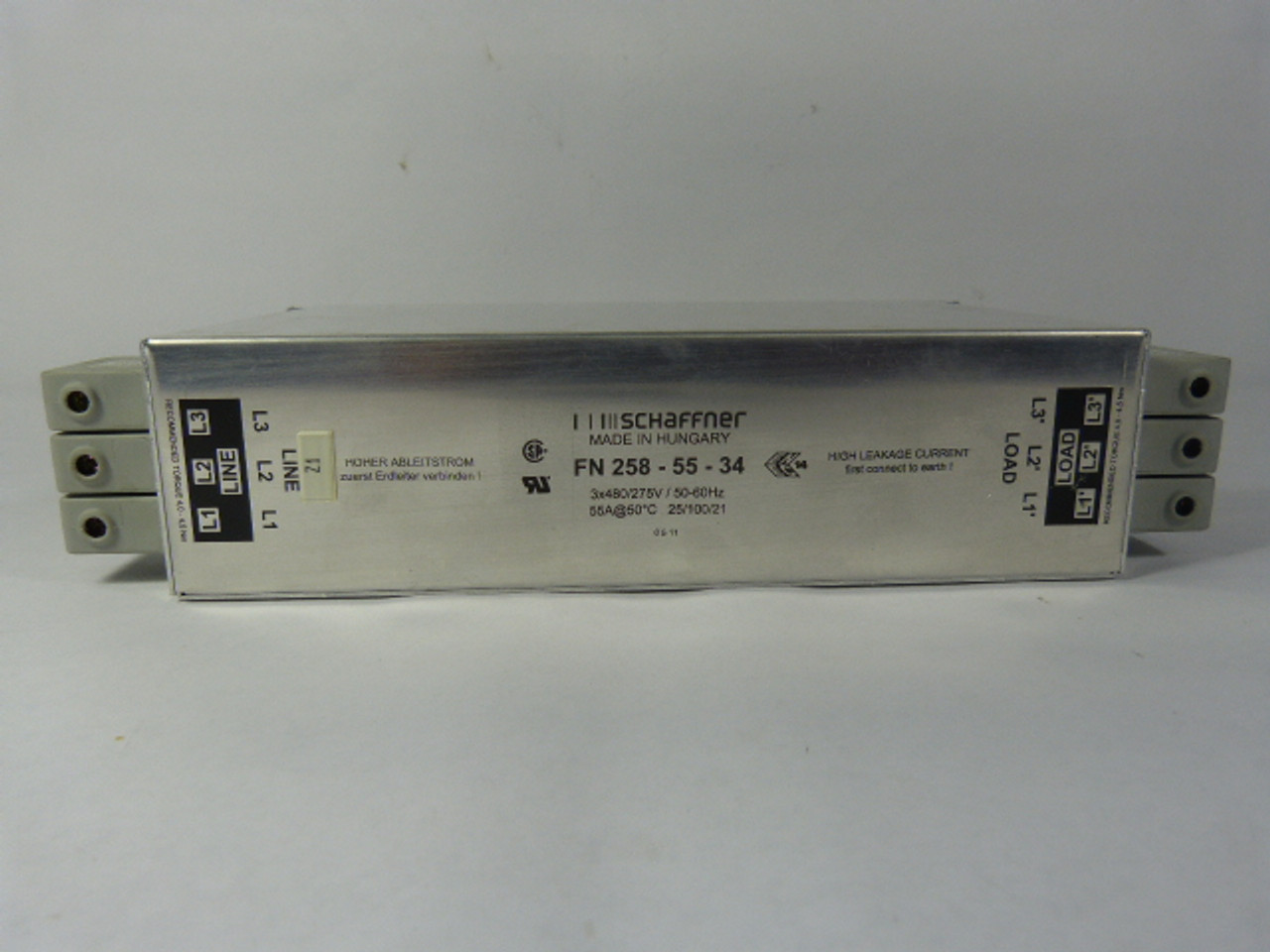 Schaffner FN258-55-34 RFI Power Line Filter 55A 25.8mA USED