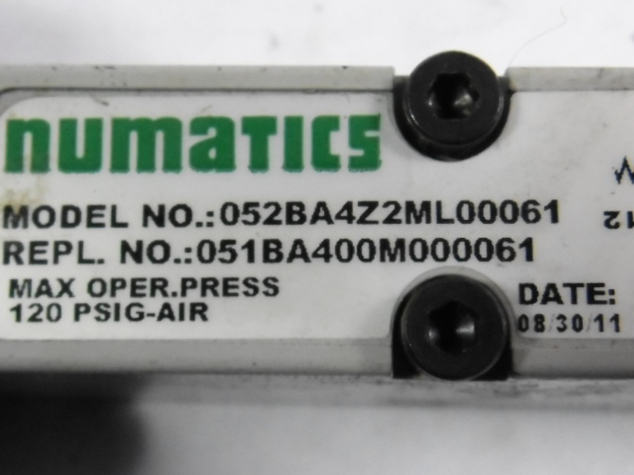 Numatics 052BA4Z2ML00061 Solenoid Valve 120psig USED