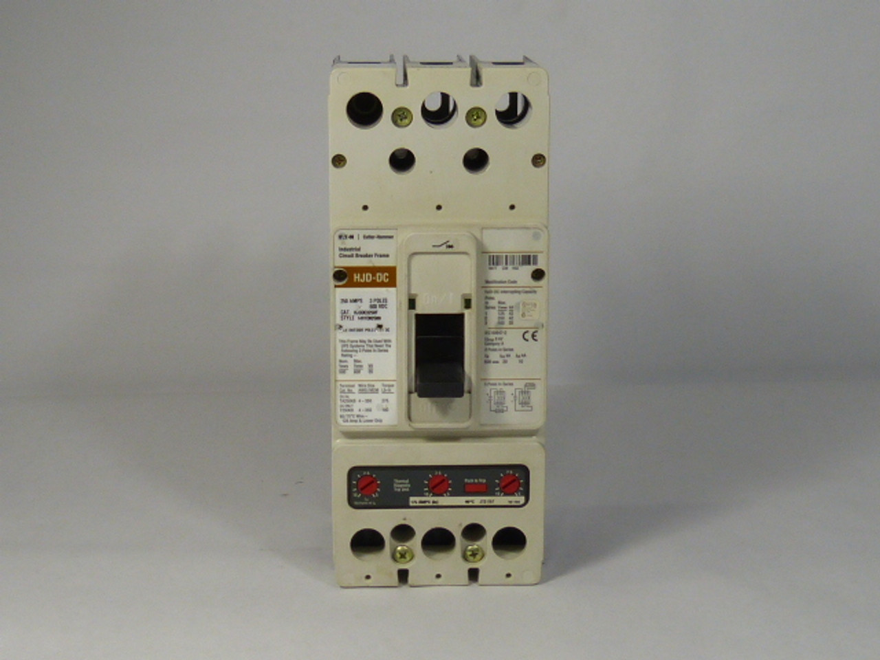 Cutler Hammer HJDDC3250 HJD-DC Circuit Breaker 250A 3Pole 600V USED