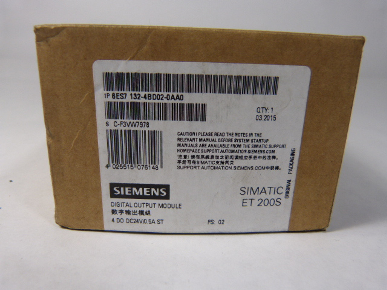 Siemens 6ES7-132-4BD02-0AA0 Output Module 4 Point Digital 24VDC Pack Of 5! NEW !