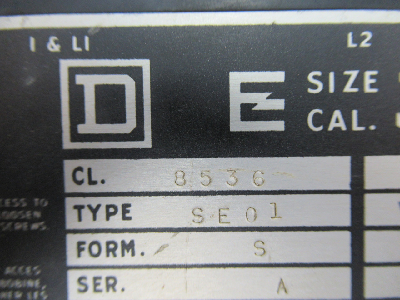 Square D 8536-SEO1-V02 Starter Sz3 90A 110/120V 50/60Hz Coil USED