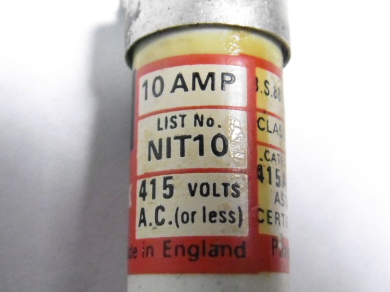 English Electric NIT10 Fuse 10A 415V USED