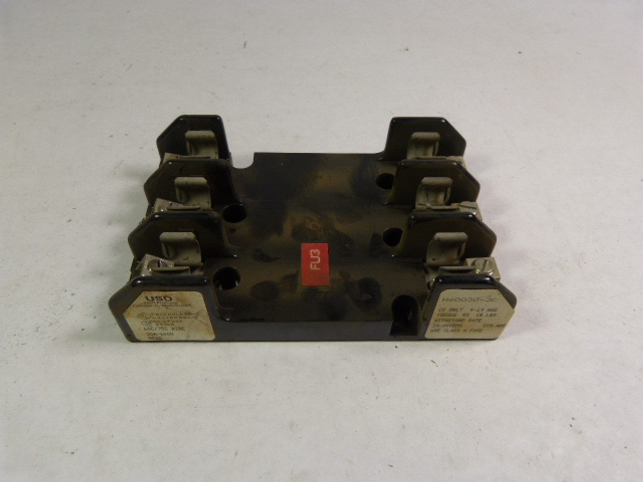 USD H60030-3C Fuse Holder  3-Pole 30A 600V Cosmetic Chips & Scratches USED