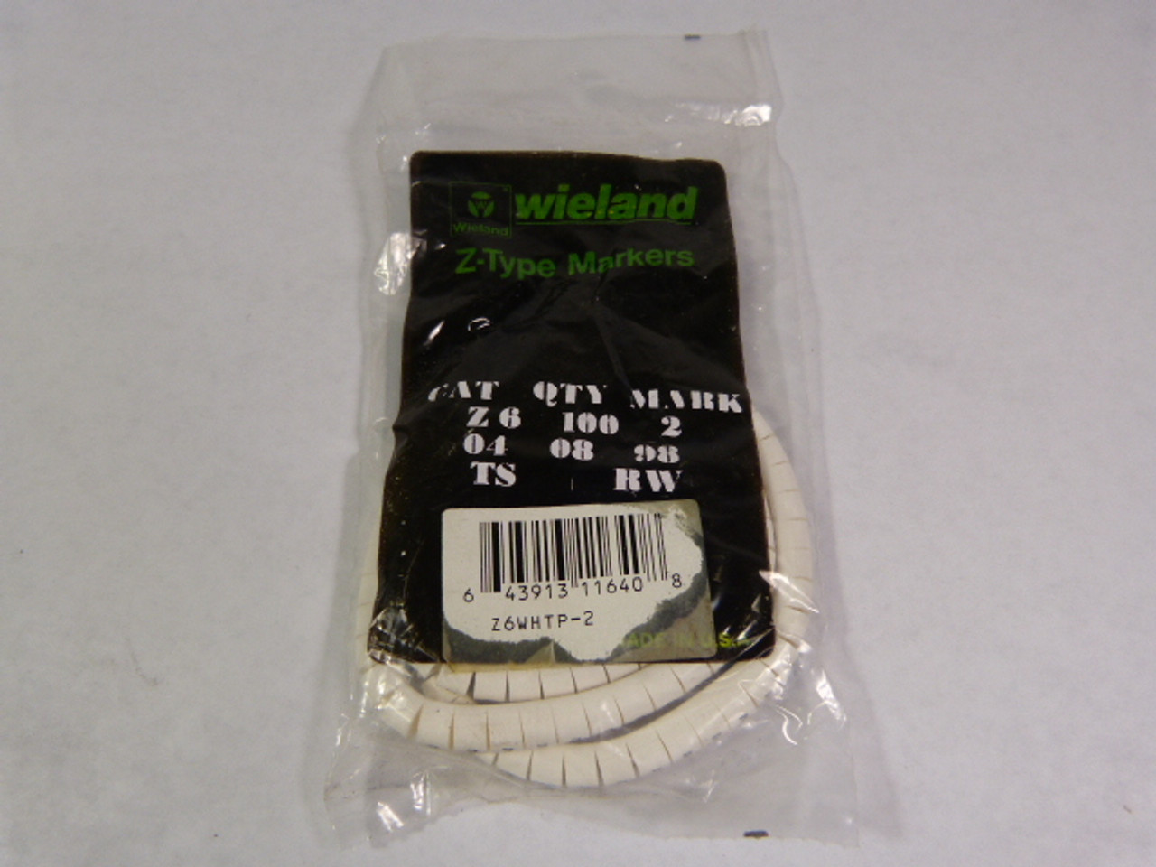 Wieland Z6-WHTP-2 Z-Type Marker #2 100 Pack ! NWB !