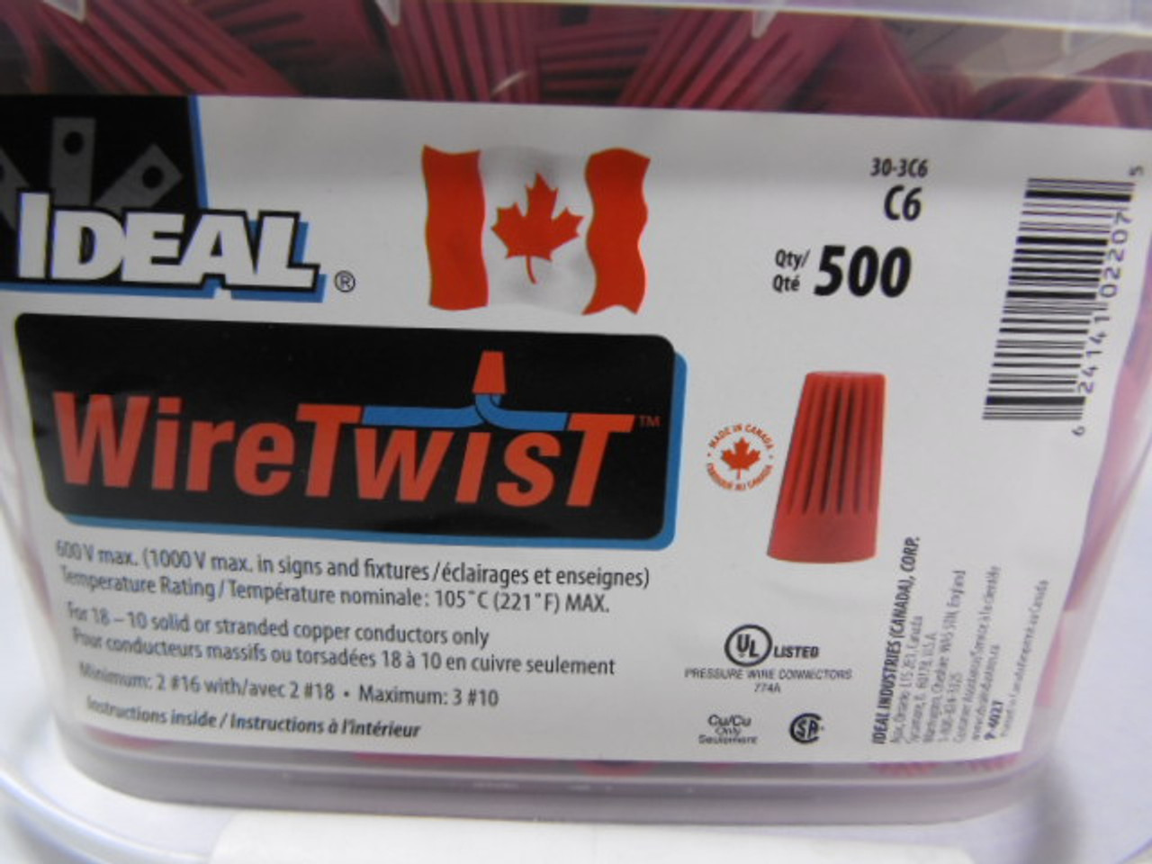 Ideal 30-3C6 Wire Twist 600V Max Case of 500 pcs ! NEW !