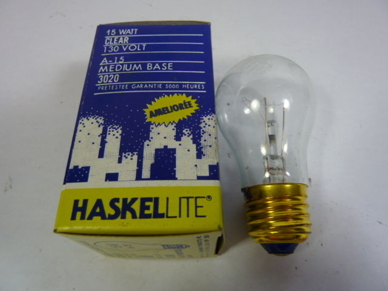 Haskel-Lite A-15 Medium Base 3020 15W 130V Clear Light Bulb ! NEW !