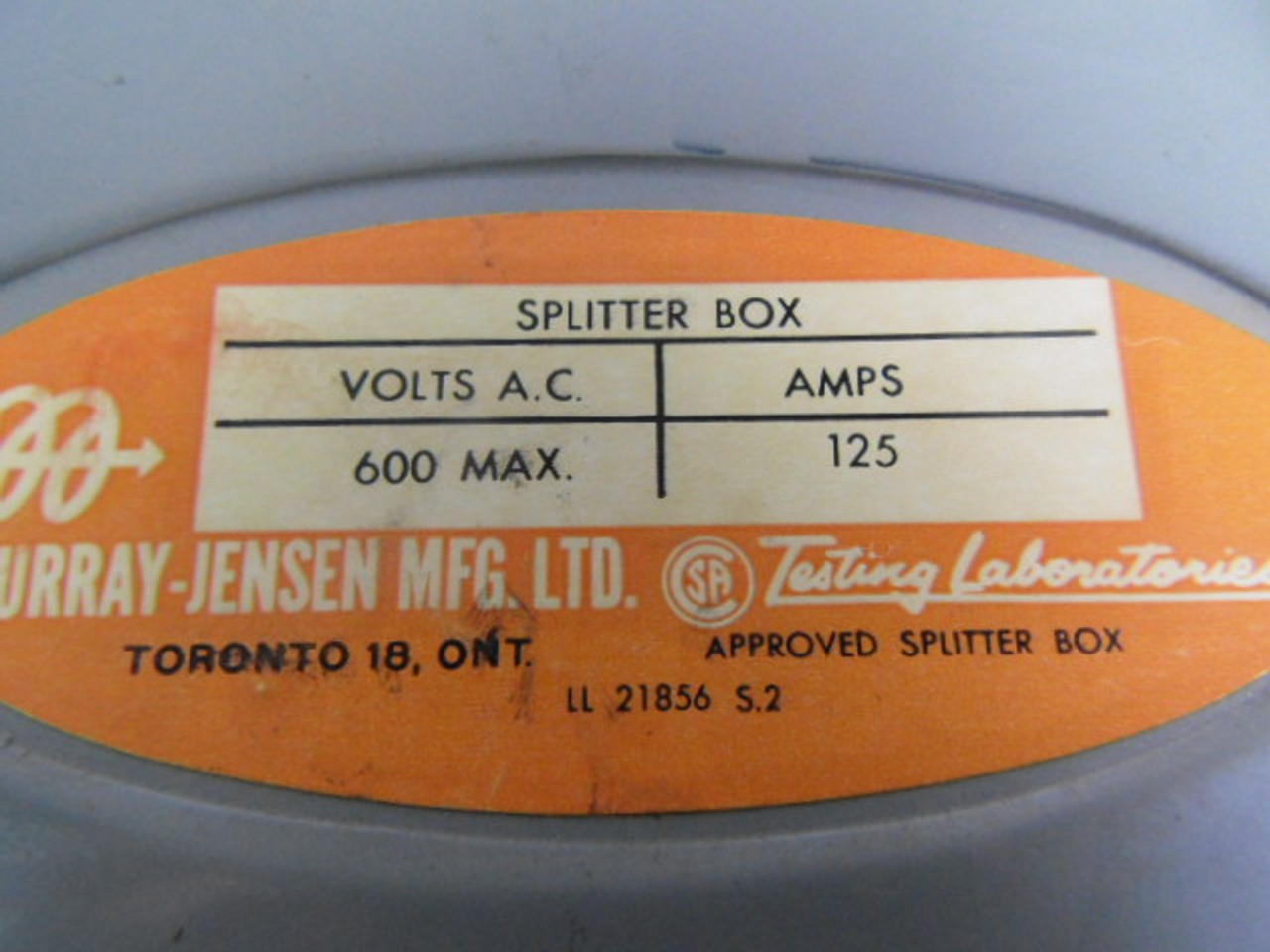 Murray-Jensen 600-125 Splitter Box 600V 125A USED