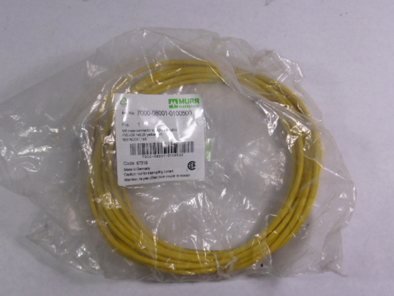 Murrelektronik 7000-08001-0100500 Cable Male Connector 5m 4A 60V ! NWB !