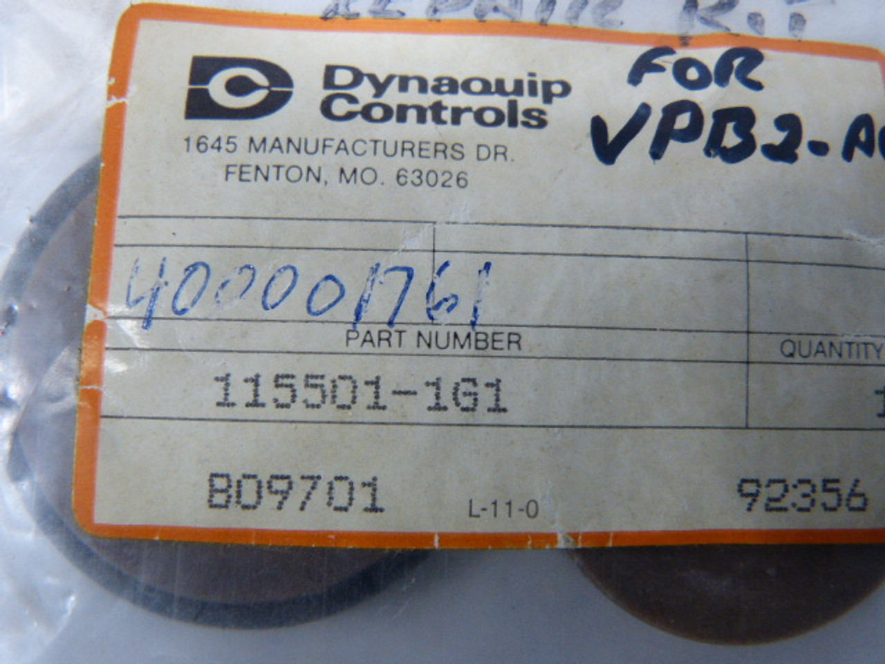 Dyna Quip 115501.1G1 Valve Kit ! NEW !