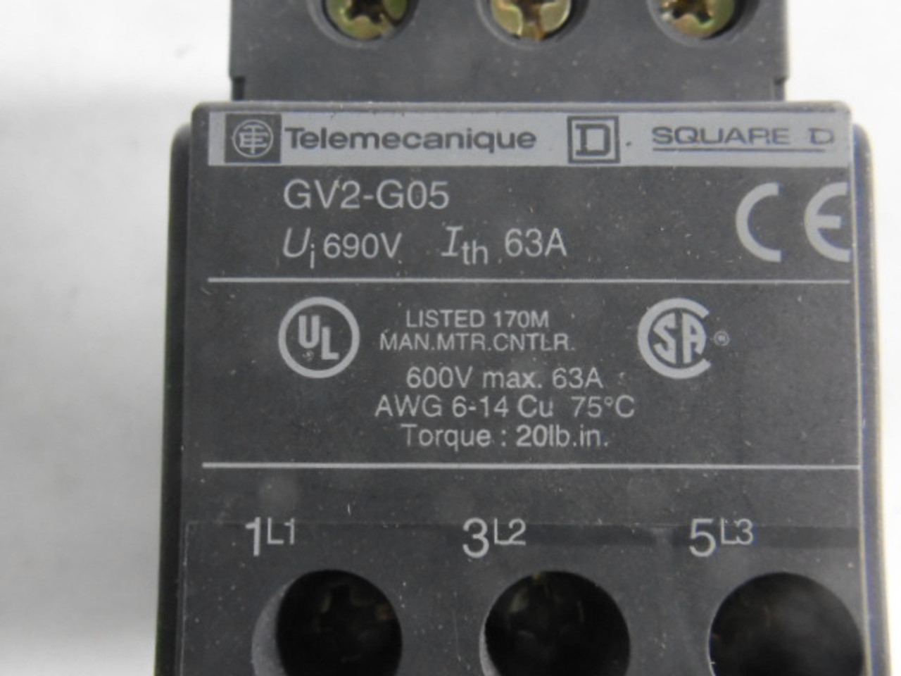 Telemecanique GV2-G05 Manual Starter 63A 690V AC USED