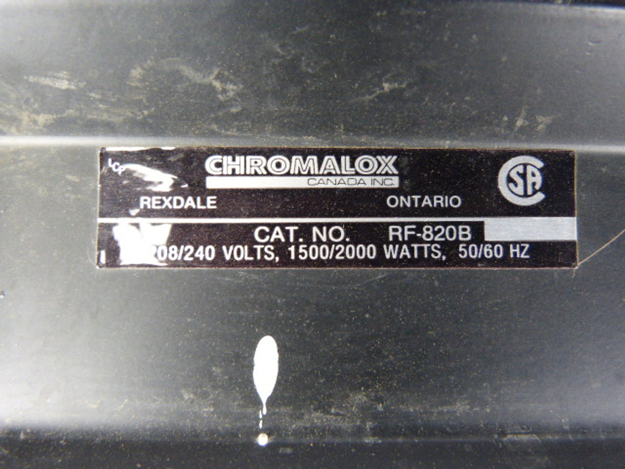 Chromalox RF-820B Fan 208/240 V 1500/2000 Watts Missing Cover ! AS 