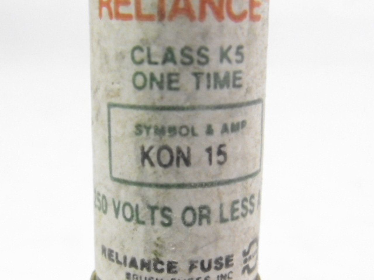 Reliance KON-15 One Time Fuse 15A 250V USED