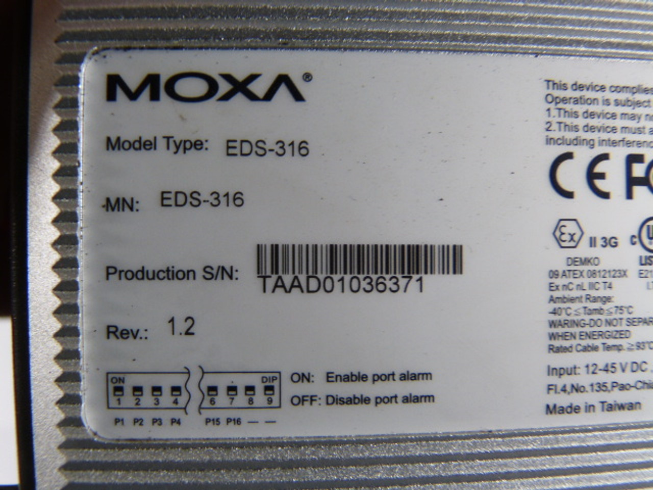 Moxa EDS-316 Industrial Ethernet Switch 16-Port USED