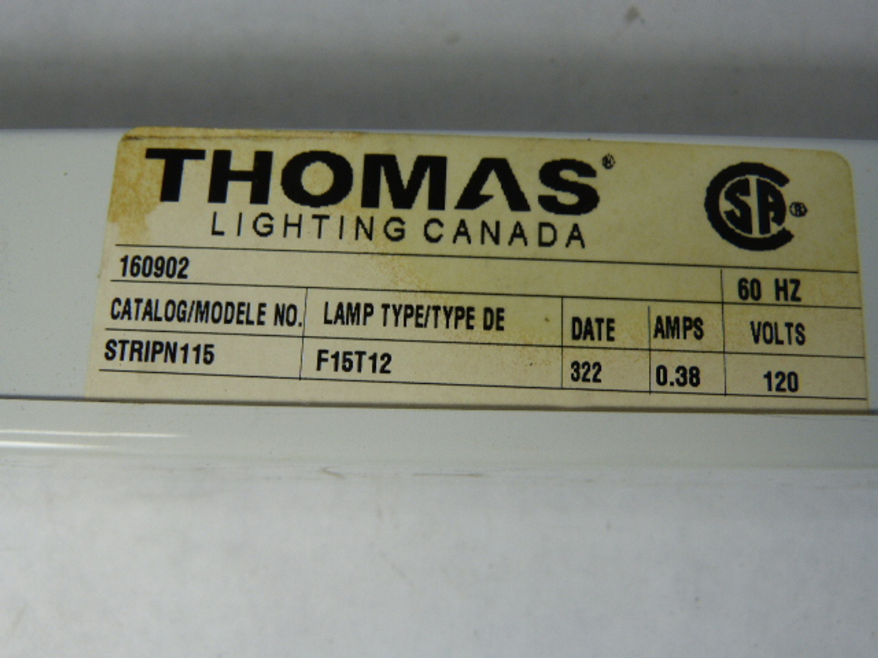 Thomas Lighting 160902/StripN115 Indoor Fluorescent Utility 0.38A 120V ! NOP !