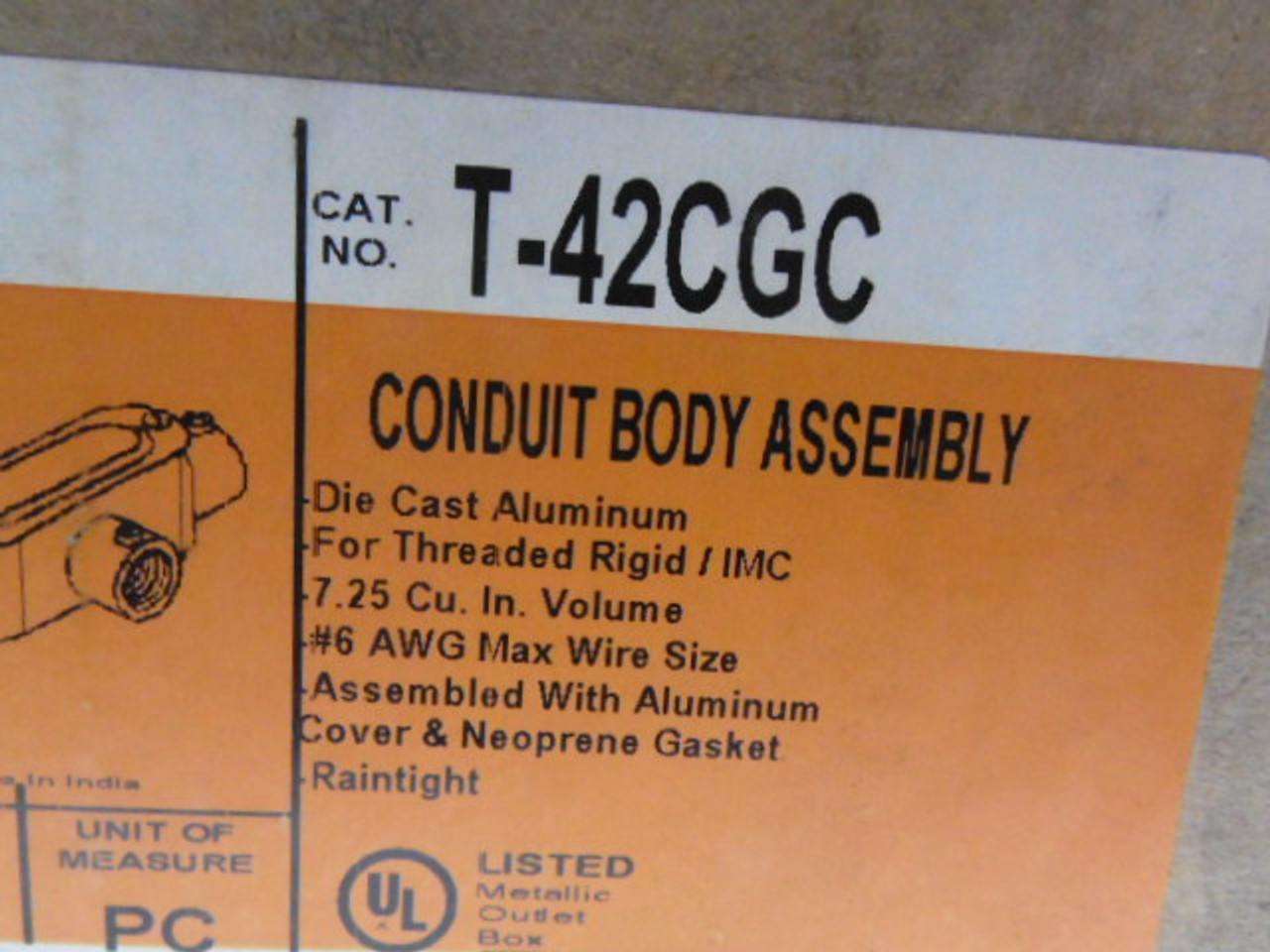 Bridgeport T-42CGC Conduit Body And Cover With Gasket 3/4" ! NOP !