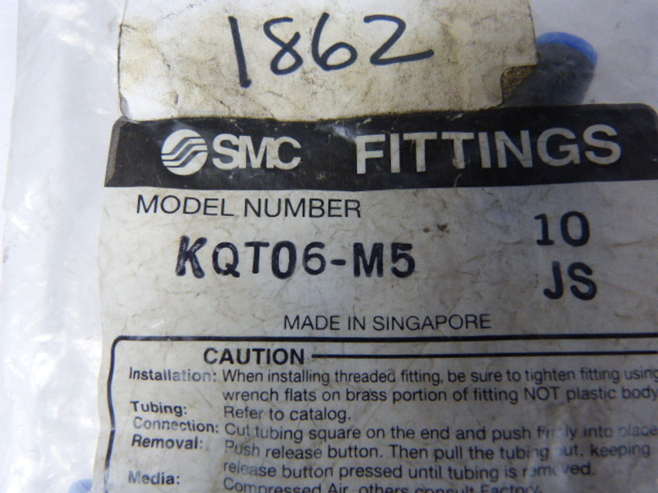 SMC KQT06-M5 Male Brach Tee Fitting M5 X6mm OD Pack of 10pcs. ! NWB !